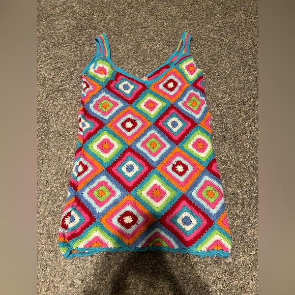 Show Me Your MuMu Granny Square Libra Cover Up Micro Mini Dress - Picture 3 of 13